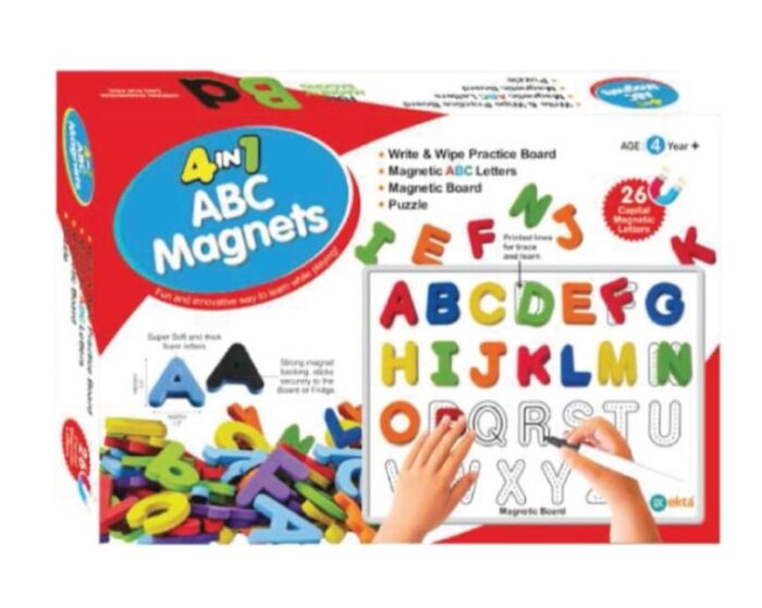 Ekta 4-in-1 ABC Magnets with Magnetic Puzzle Board Games for Kids (Learning Education Toys)