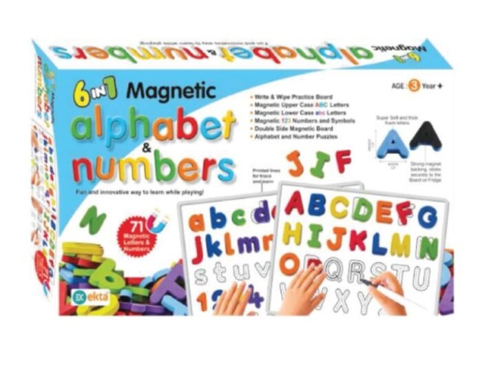 Ekta 6-in-1 Magnetic Alpha & Numbers Board Games for Kids (Learning Education Toys)