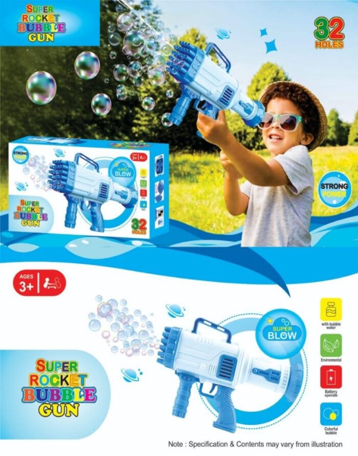 Super Rocket Bubble Guns Toys for Kids (32 Holes)