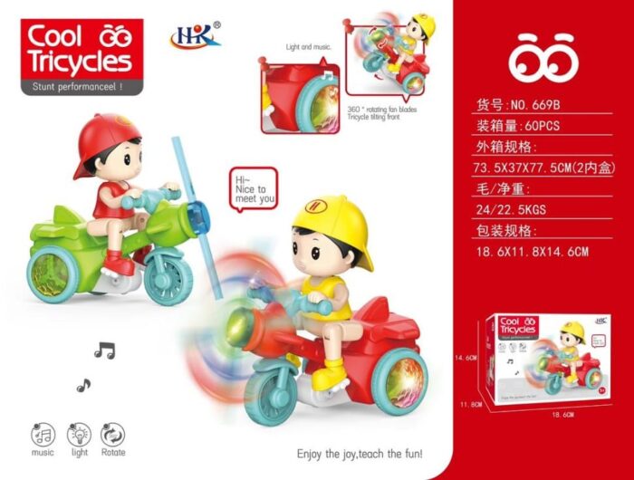 Musical Tricycle Toys for Kids (360 degree Rotating Fan Blades)