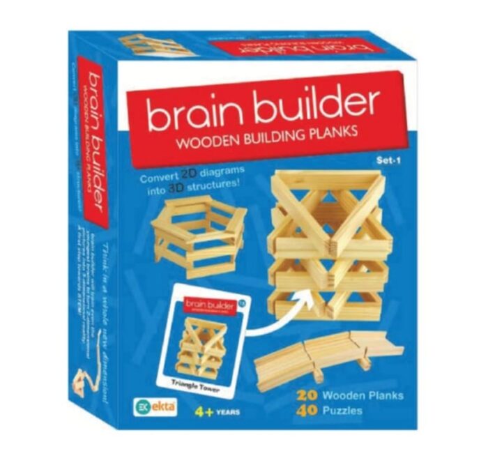 Ekta Brain Builder Wooden Building Planks Games for Kids (Puzzle Toys)