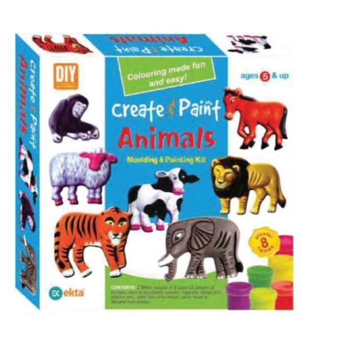 Ekta DIY Create & Paint Animals Toys, Moulding and Painting Kit Games for Kids