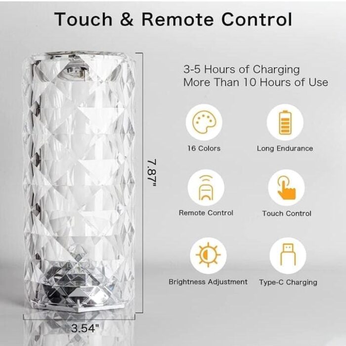 Elegant Crystal Color-Changing Lamps : Hand Tap or Remote Control, Gifts Items & Home Decor - Image 2