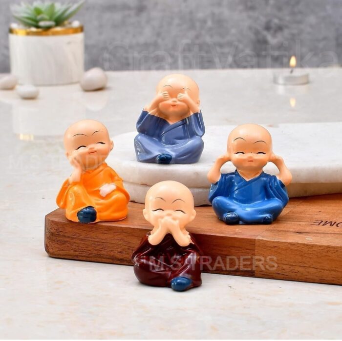 4 Pieces Monks Set Miniatures Figurines/Statues/Showpieces, Gifts Items, Home Decor