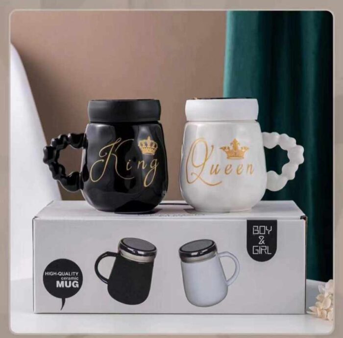 Ceramic King Queen Coffee Mugs Sets for Home Decor, Gifts Items for Couples, Weddings, Anniversary