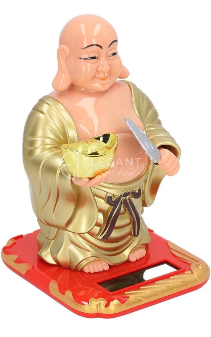 Solar Laughing Buddha with Moving Head and Waving Statues/Showpieces/Figurines/Murti for Good Luck & Home Decor - Image 2